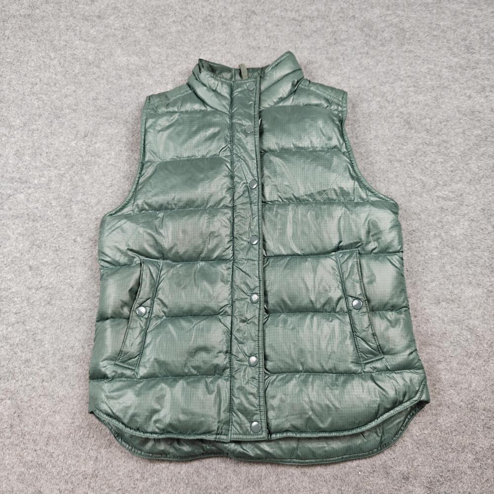 J.CREW Vest Womens Small Green Puffer Insulated Down Nylon Lined Pockets